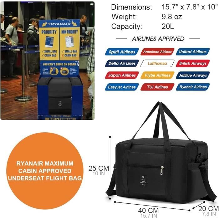 Sac 40X20X25 Ryanair Bagage Cabine Sac De Voyage Pliable Valise