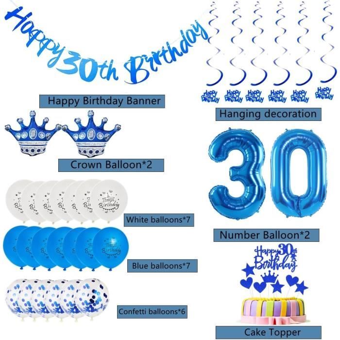 Ballons décoratifs bleus pour 35e anniversaire - Décoration de gâteau d'anniversaire 35 ans - Pour homme et femme - Ballon 35 ans - Décoration de fête 35 ans - Décoration d'anniversaire 35 Ballons décoratifs bleus pour 35e anniversaire - Décoration de gâteau d'anniversaire 35 ans - Pour homme et femme - Ballon 35 ans - Décoration de fête 35 ans - Décoration d'anniversaire 35