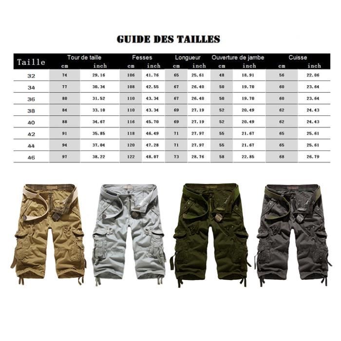 LEOCLOTHOCargo Pantacourt Hommes Couleur unie Casual Pantacourts