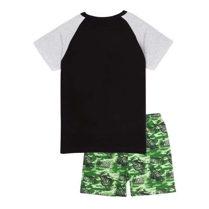 Pyjama Jurassic World Garçon - T-shirt T-Rex Et Pantalon Camouflage - 100% Polyester - Licorne Officielle
