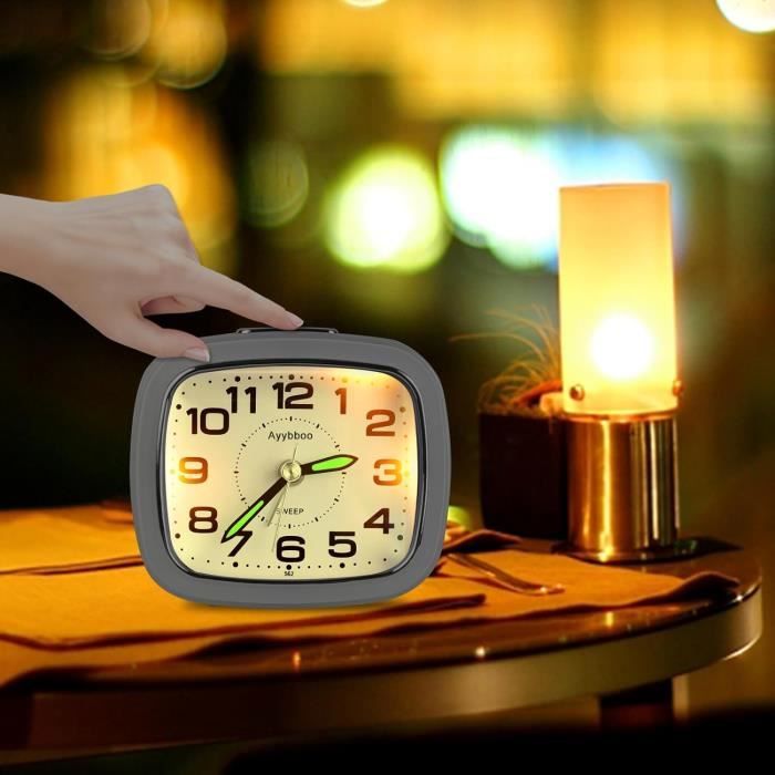 Dww-Blanc Rveil De Chevet,Petit Rveil De Voyage Lger Quartz, Silencieux