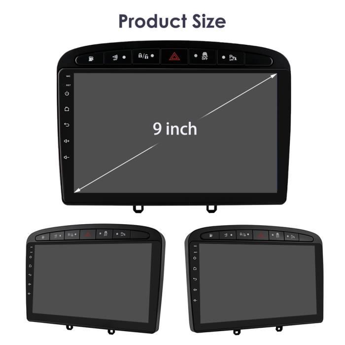 9" [8-Cœurs 6+128Go] Android Pour Peugeot 308/408/SW 2007-2015 - CarPlay/Android Auto Sans Fil,DSP,GPS,WiFi,BT,FM/RDS,camera - Auto