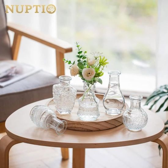 Lot De 12 Petits Vases En Verre - 13 Cm, Pour Décoration De Table Mariage, Fête, Anniversaire