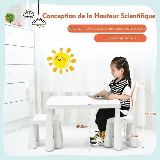 GOPLUS Table Enfant Avec 2 Chaises - Table D'Activités Avec Rangement, Plateau Spacieux Charge 50kg Pour Dessin Lecture Et Jeux (Gris)
