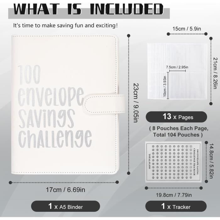 100 Envelope Challenge Binder,A5 Classeur Budget,Anneaux Classeur