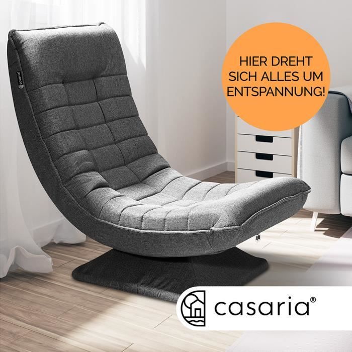 CASARIA® Fauteuil tout confort pivotant à 360° Gris capacité de charge de  150kg siège de gaming 58x57x84/87cm relaxation - Cdiscount Maison
