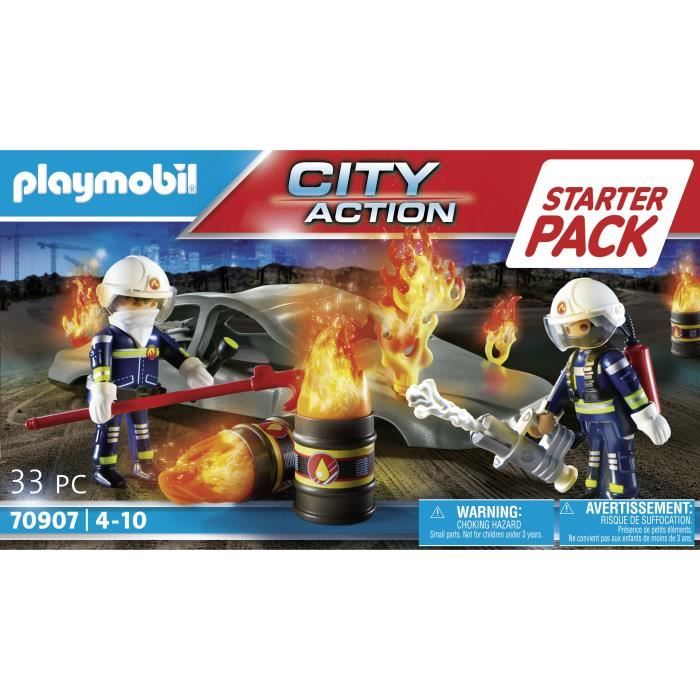 PLAYMOBIL - 71090 - Pompier et quad - Enfant 4 ans - Playmobil City Action  - Plastique - Bleu - Cdiscount Jeux - Jouets