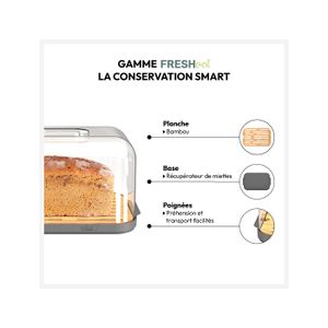 Boîte à Pain En Plastique MIK Funshopping - Contenant Hermétique Gris Transparent