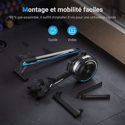 Rameur à air – MERACH - 10 Niveaux de Résistance – Usage régulier - Facile à Ranger – Support téléphone - Compatible App - Sport Rameur à air – MERACH - 10 Niveaux de Résistance – Usage régulier - Facile à Ranger – Support téléphone - Compatible App - Sport