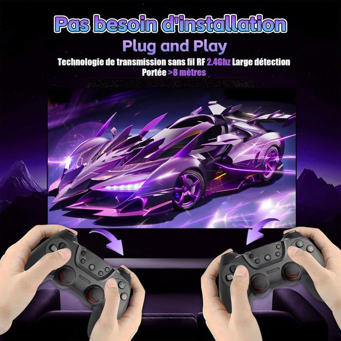 Manette Sans Fil 2,4 GHz USB - Compatible PC, Android TV, PS4 - Ergonomique, Noire