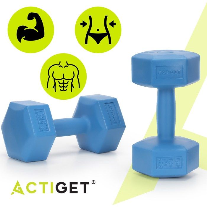 Lot d'haltères antidérapants 1 2 3 kg gris-vert pour gym douce et Pilates