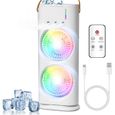 ®RisingFF Climatiseur portable 600 ml, refroidisseur d'air, humidificateur, 3 modes de brume, mini climatiseur lumière couleur