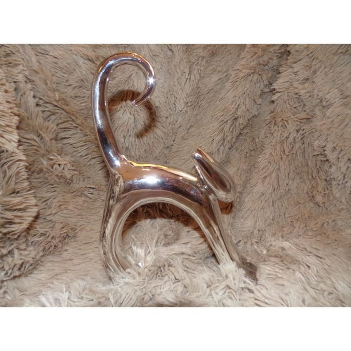 Statuette De Decoration Chat Chrom Qui S Etire Vers Le Haut Modele Felix Amadeus Cdiscount Maison