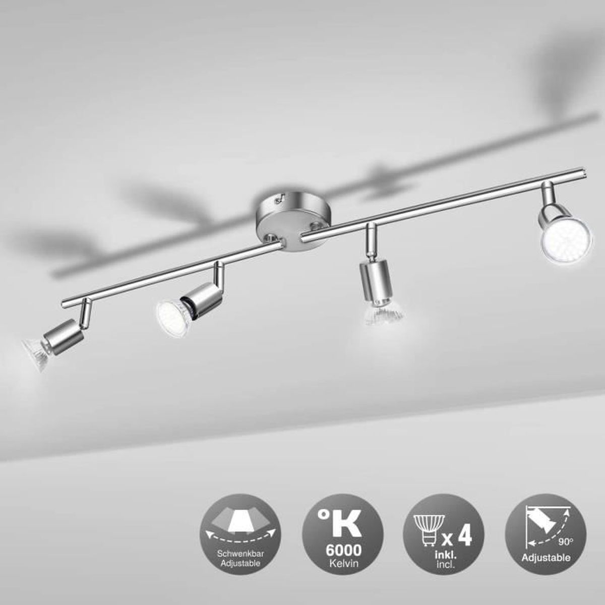 Non Dimmable spots plafond LED salon salle à manger chambre cuisine couloir 420lm 2 X 4W Ampoule E14 Uchrolls Plafonnier LED 2 Spots Orientables