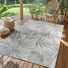 SIMPEX Tapis d'extérieur Gris 200x290 cm, idéal pour la cuisine,Design de feuilles de palmier