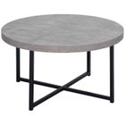HOMCOM Table basse ronde design Ø 80 x 45H cm métal noir effet béton ciré Gris