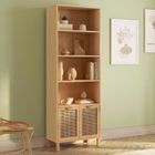 IDMARKET Etagère bibliothèque 4 niveaux avec placard EDHEN cannage et bois