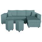LOUNGITUDE Canapé d'angle réversible MADY avec coffre, rangement poufs à gauche en velours côtelé bleu clair - L254 x P146 x H81cm -