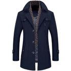 Manteau Caban en Laine Homme - Funmoon - Col Revers - Bleu marine - écharpe Amovible