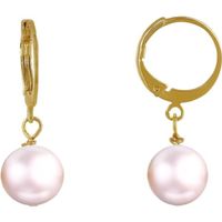 Les Poulettes Bijoux - Boucles d'Oreilles Mini Créoles Plaqué Or et Perle de Culture - Rose