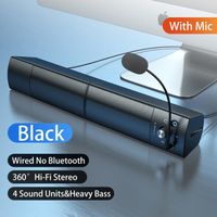 Micro câblé noir - Haut parleur Bluetooth détachable pour ordinateur portable, barre de son Surround, caisson