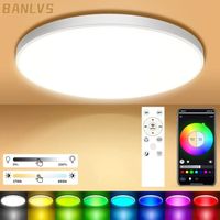 BANLVS Plafonnier LED Dimmable Télécommande 24W RGB Lampe Ronde Moderne Pour Salle de bain/Salon/Chambre/Bureau/Étanche IP54 Ø30CM