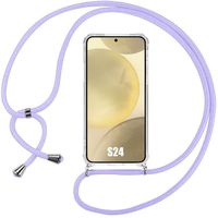 Coque Cordon pour Samsung Galaxy S24 - Antichoc Protection Transparente + Cordon Violet