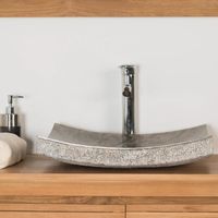 Vasque salle de bain en pierre marbre Gênes gris 50cm - WANDA COLLECTION - Rectangulaire - A poser