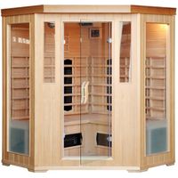 Sauna Infrarouge Luxe 3/4 personnes - Chromothérapie - Concept Usine - Bois - Beige
