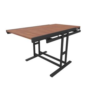 MEUBLE ÉTAGÈRE Table étagère convertible BLUMIE - Style industriel - Couleur Merisier