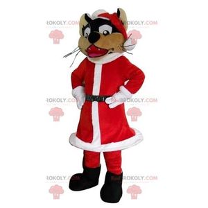 DÉGUISEMENT - PANOPLIE Mascotte de loup habillé en tenue du Père-Noël - C