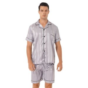 ADOMES Homme Chemises de Nuit à Manches Courtes Pyjamas Vêtements de Nuit Légers pour lhôpital dété à la Maison M-XXXL