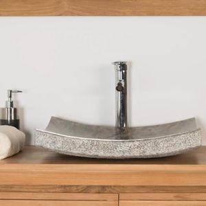 LAVABO - VASQUE Vasque salle de bain en pierre marbre Gênes gris 5