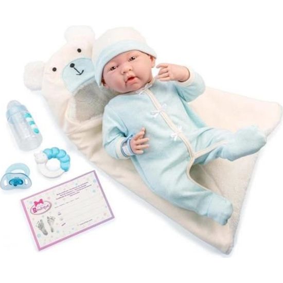Poupée Berenguer La Newborn 39cm garçon avec accessoires ourson bleu - JC Toys