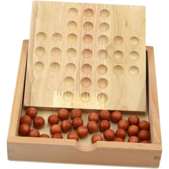 Wood Marble Solitaire Board Game Office Decor Et 33 Billes Pour Enfants Adultes[u4446