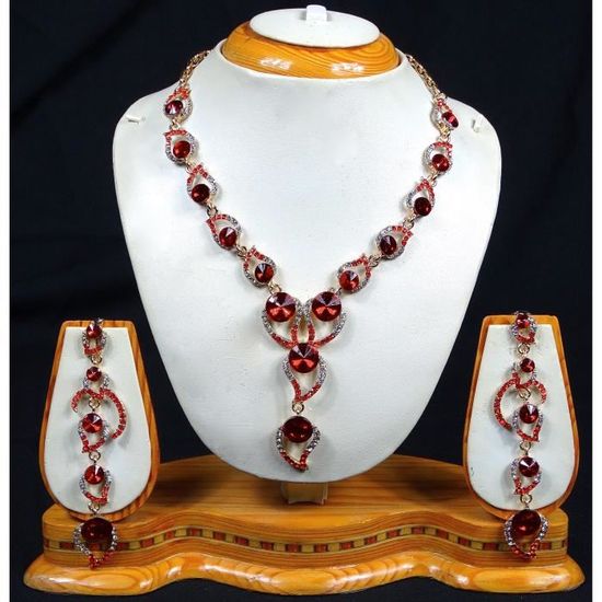 PARURE BIJOUX ROUGE PAS CHER COLLIER SAUTOIR Achat Vente
