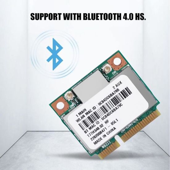 Carte réseau, Carte WiFi Bluetooth 2.4G/5G avec NGFF/M.2, Mini Carte WiFi  Bluetooth Haute Vitesse Portable sans Fil Bluetooth 4.1 Carte réseau