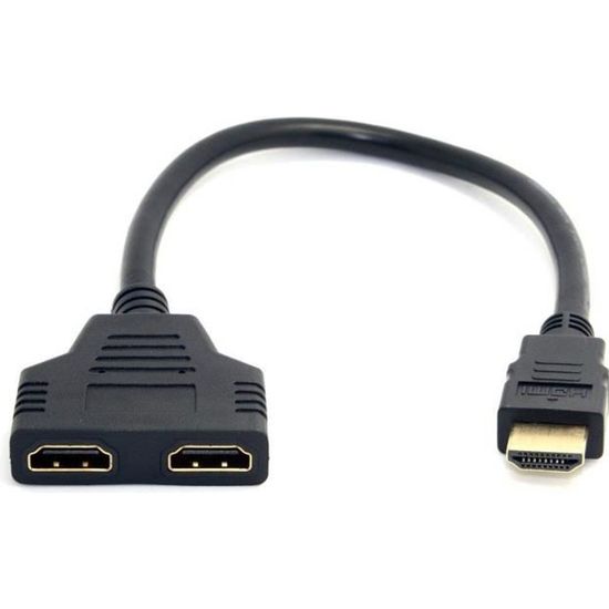 Câble Répartiteur HDMI 1 Entrée mâle 2 Sorties femelles + 2 Câbles HDMI 1,5  mètre - Connecter HDMI à 2 périphériques - Straße Tech ® - Cdiscount TV Son  Photo