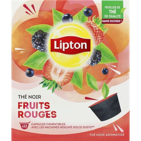 LIPTON Thé Noir Fruits Rouges 12 Capsules - 33 g