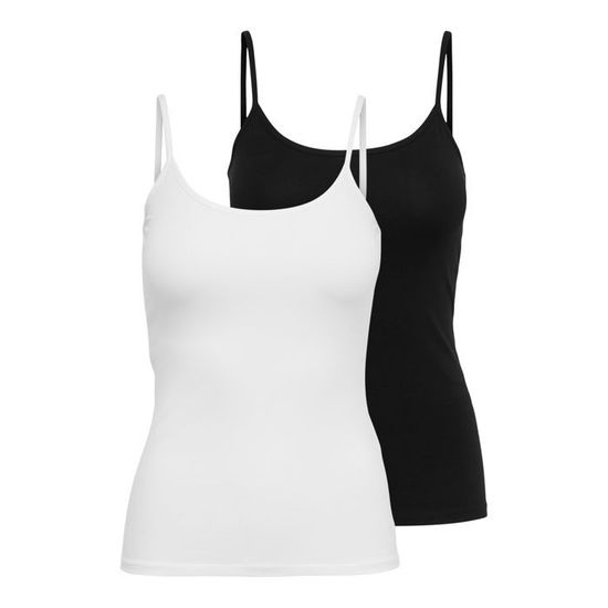 Lot De 2 Débardeurs Onllove - Coton, Col En U, Sans Manches - Coupe Normale - Bleu Nuit - Taille M - 10