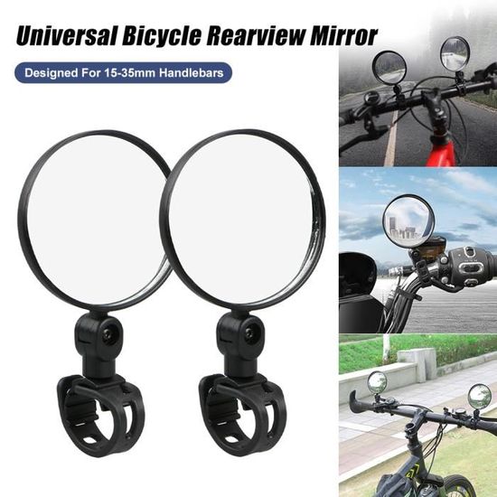 1 Paire De Rétroviseurs Anti-reflet Pour Guidon De Vélo Avec Lentille Galss Réglable à 360 ° HD