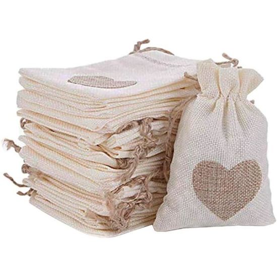 DUGYIRS Lot 30 Sacs Toile De Jute Jaune Clair 13x18 Cm – Sachets Cadeaux Cordon + Étiquettes Kraft, Mariage, Anniversaire