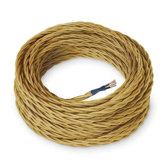 Câble Électrique Textile Couleur Or, Torsadé, Soie, 10 Mètres, Avec