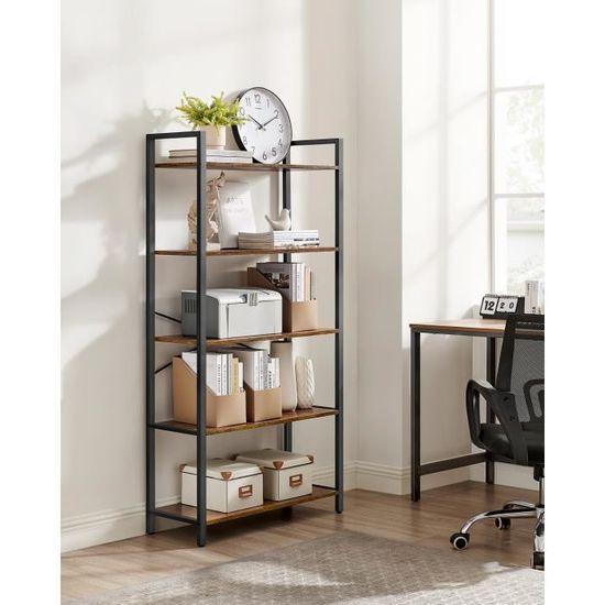Bibliothèque Arbre VASAGLE 8 étagères - Étagère D'angle Gain De Place 141,5cm - Marron Rustique