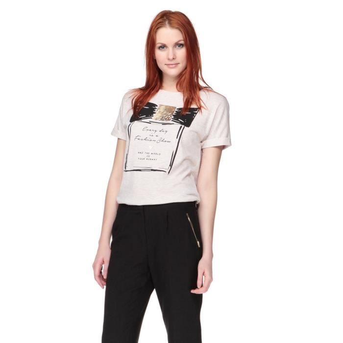 New Look T Shirt Gris Et Noir Femme Gris Et Noir Cdiscount Pret A Porter