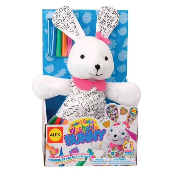 ALEX Colorie et Câline Le Lapin lavable an machine - Pour les enfants de 3 ans et plus