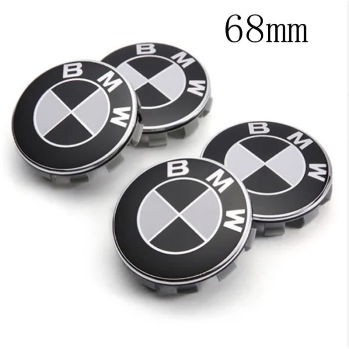 4 Logo BMW Noir et blanc 68mm Centre De Roue Cache Moyeu Jante emblème jantes insigne