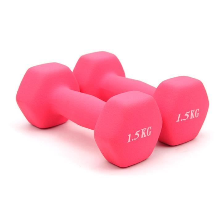 Petit haltère 1,5 kg * 2, deux, aérobic à bras maigre 3 kg haltère hexagonal pour femmes, fitness à domicile