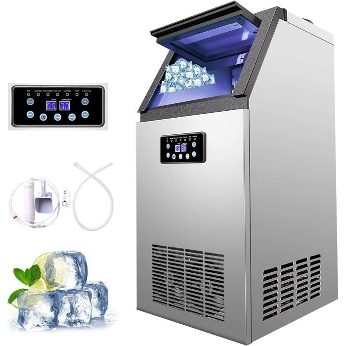 Machine à Glace avec Production de 60kg par 24h, Machine à Glaçons Électronique 300W-480W 4X9/36 pcs pour Comptoir de Bar et Maison