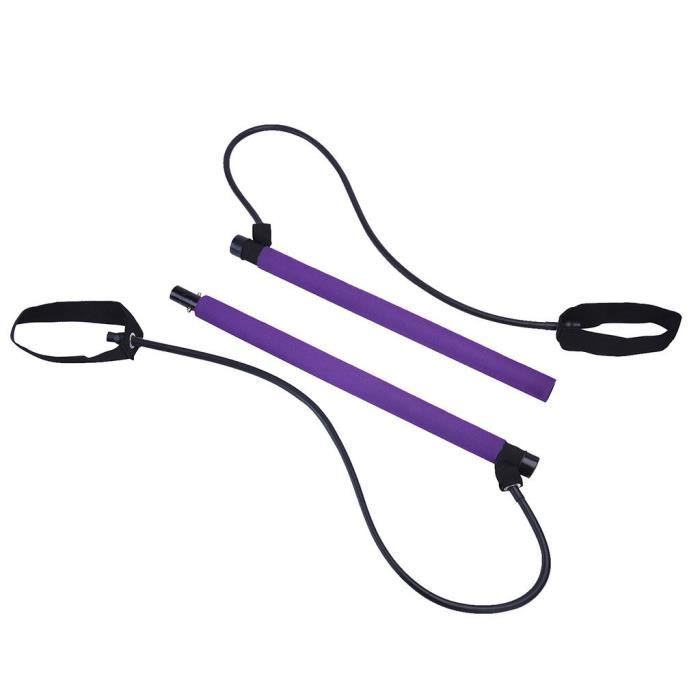 uyiogoo® Kit de barre de Pilates portable avec barre de Pilates d'exercice de yoga de bande de résistance - Violet